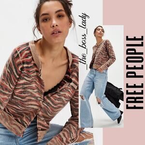 Free People cardigan sweater wool cashmere cozy warm boho print XS